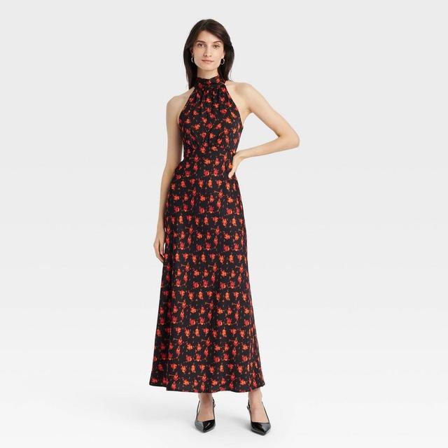 Womens Midi A-Line Dress - A New Day Black Floral XS Product Image