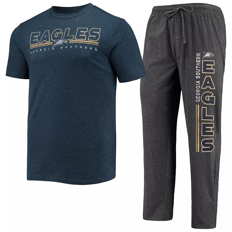 Mens Concepts Sport Heathered /Navy Georgia Southern Eagles Meter T-Shirt & Pants Sleep Set Grey Product Image