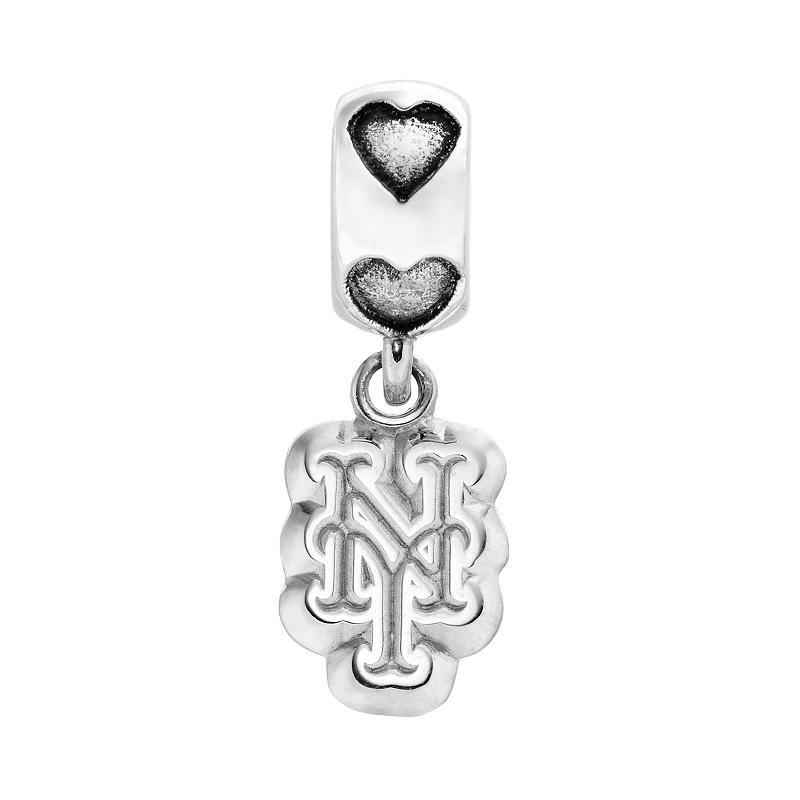 LogoArt New York Mets Sterling Silver Team Logo Charm, Womens, Grey Product Image