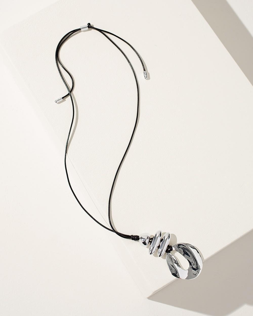 Silver Tone Adjustable Pendant Necklace   Chico's - Silver - Women Product Image