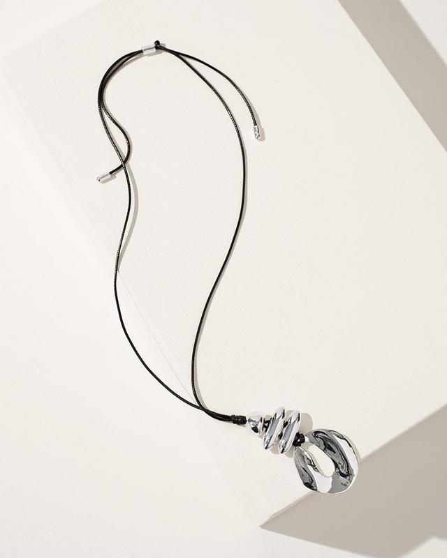 Chico's Silver Tone Adjustable Pendant Necklace   Chico's - Silver - Women Product Image