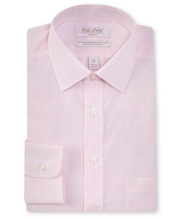 Gold Label Roundtree & Yorke Slim Fit Non-Iron Spread Collar Checked Dress Shirt Product Image