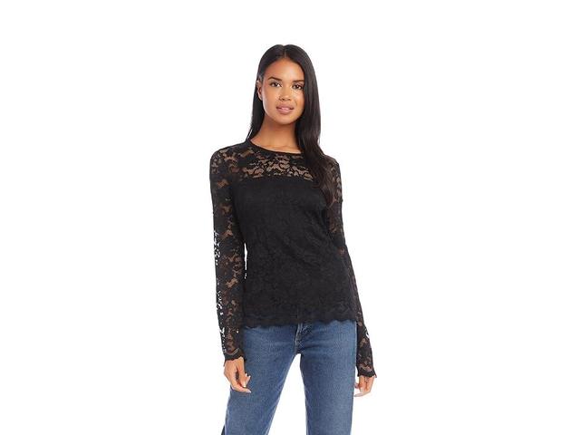 Karen Kane Scalloped Hem Lace Top Women's Clothing Product Image