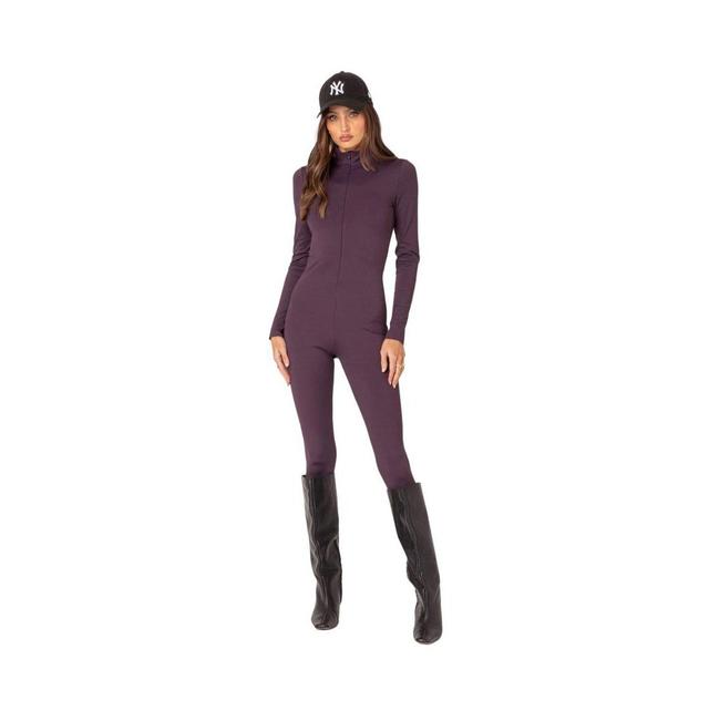 EDIKTED Zip Front Long Sleeve Jumpsuit Product Image