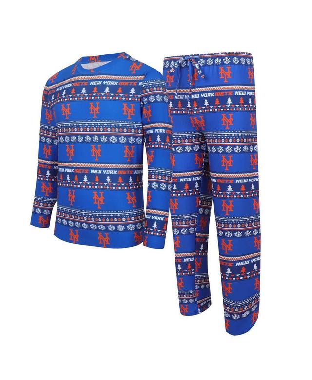 Mens Concepts Sport Royal New York Mets Knit Ugly Sweater Long Sleeve Top and Pants Set Product Image