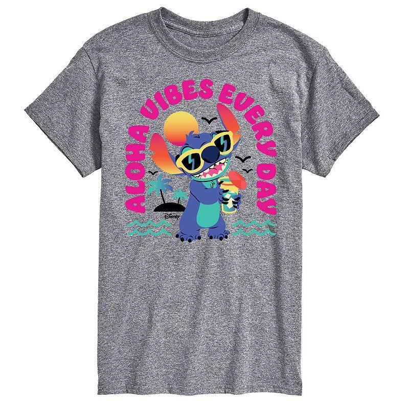 Disneys Lilo & Stitch Big & Tall Aloha Vibes Every Day Graphic Tee, Mens Med Grey Product Image