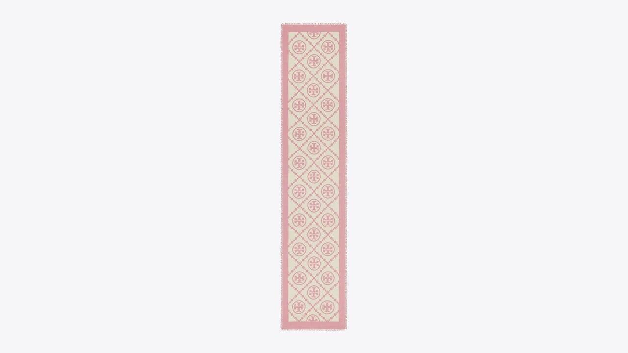 T Monogram Bordered Oblong Scarf Product Image