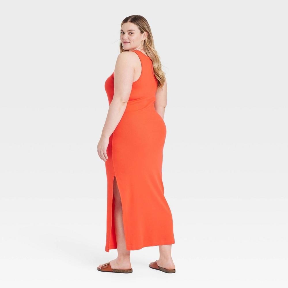 Womens Rib-Knit Maxi Bodycon Dress - Universal Thread Red 4X Product Image