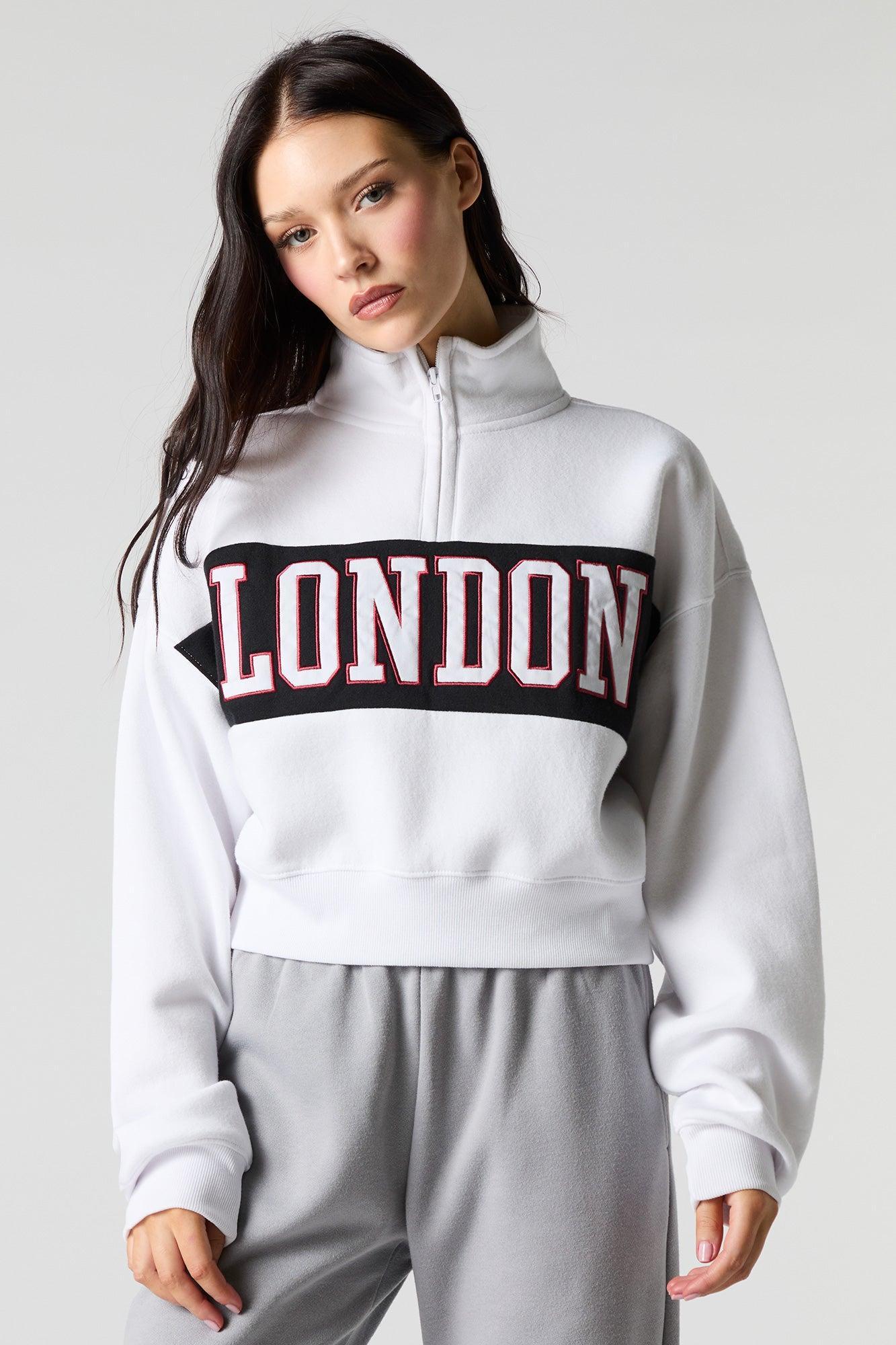 City Twill Embroidered Quarter Zip Fleece Sweatshirt Female Product Image