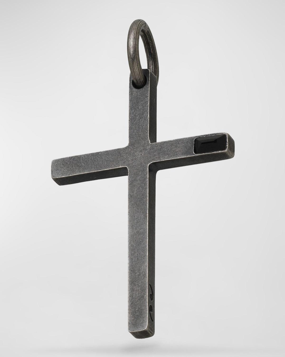 Mens Cross Pendant with Black Onyx, Silver Product Image