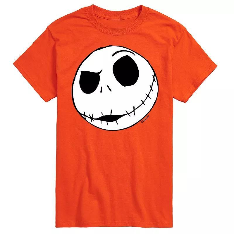 Disneys The Nightmare Before Christmas Jack Skellington Mens Face Graphic Tee Athletic Grey Product Image