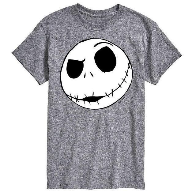 Disneys The Nightmare Before Christmas Jack Skellington Mens Face Graphic Tee Athletic Grey Product Image