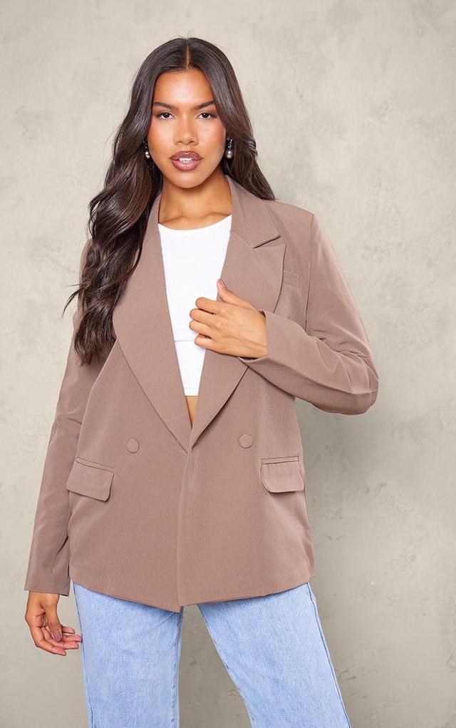 Mushroom Double Breasted Oversized Boxy Fit Blazer Product Image