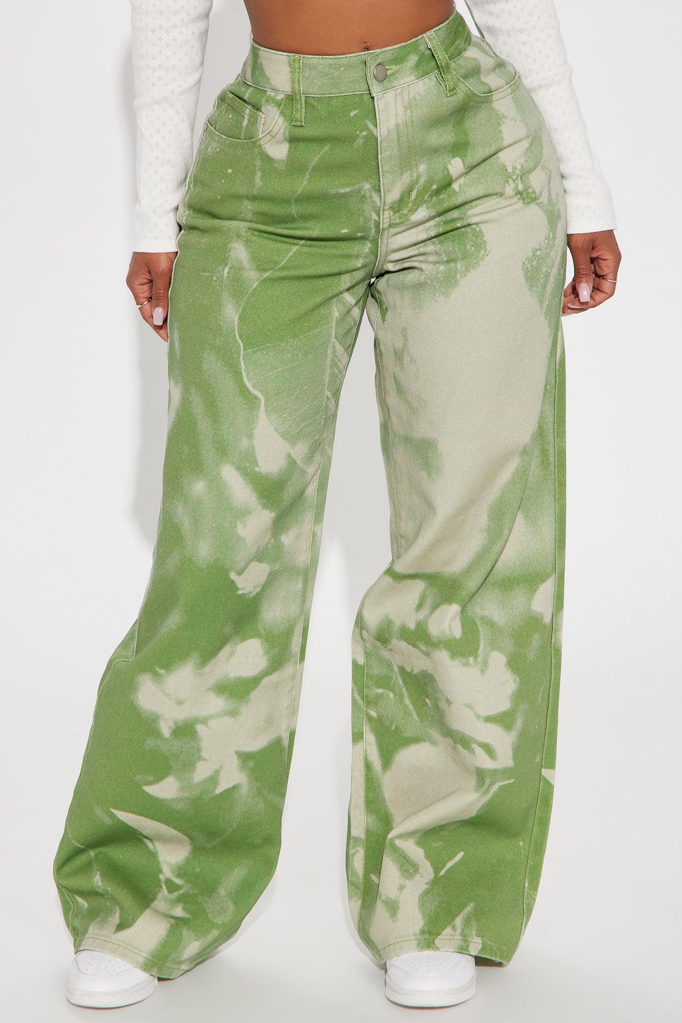 Radiant Energy Printed Non Stretch Straight Leg Jeans - Green Product Image