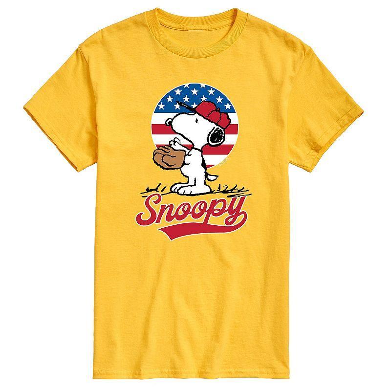 Mens Peanuts Snoopy Baseball Tee Yellow Product Image