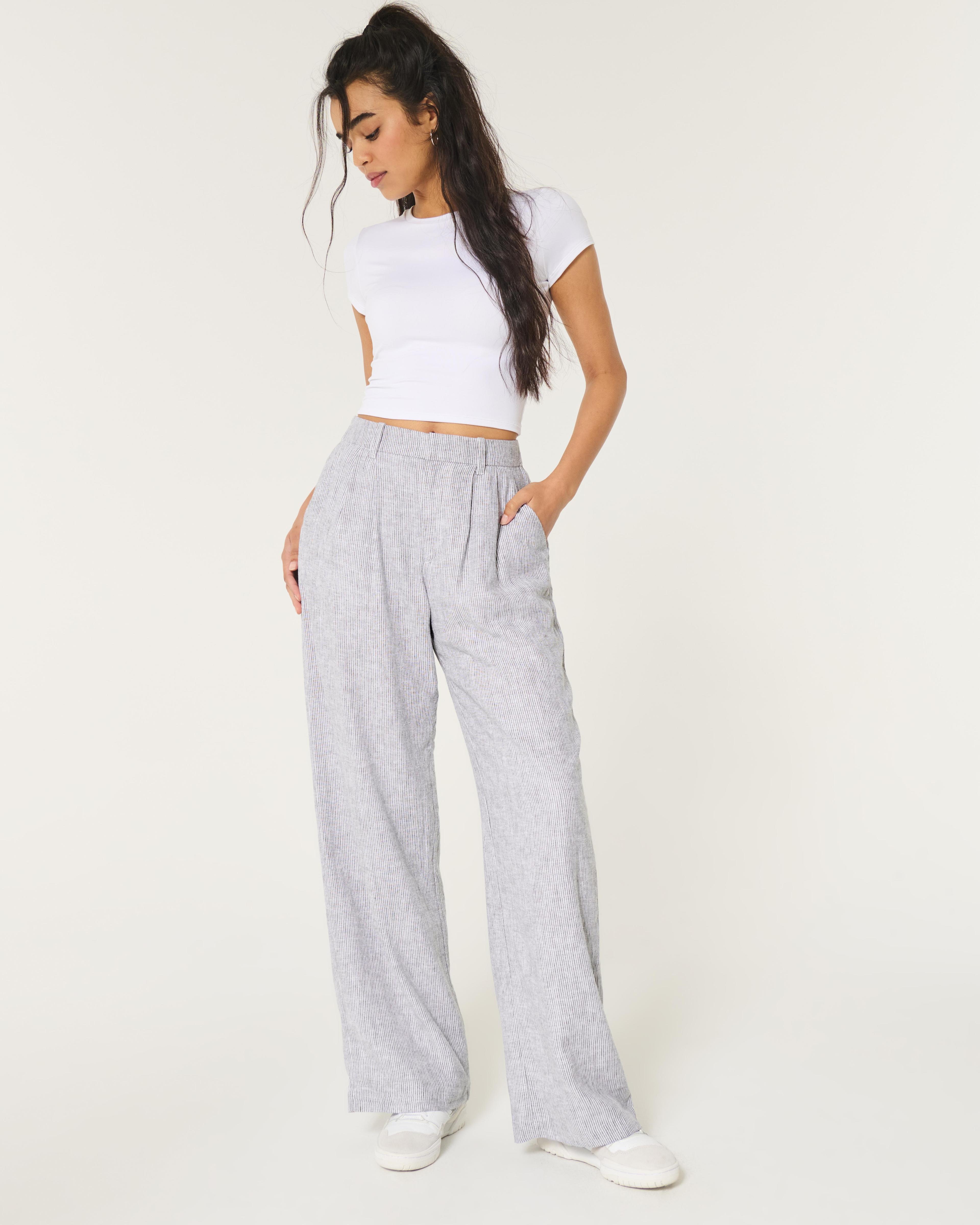 Hollister Livvy Ultra High-Rise Linen Blend Wide-Leg Pants Product Image