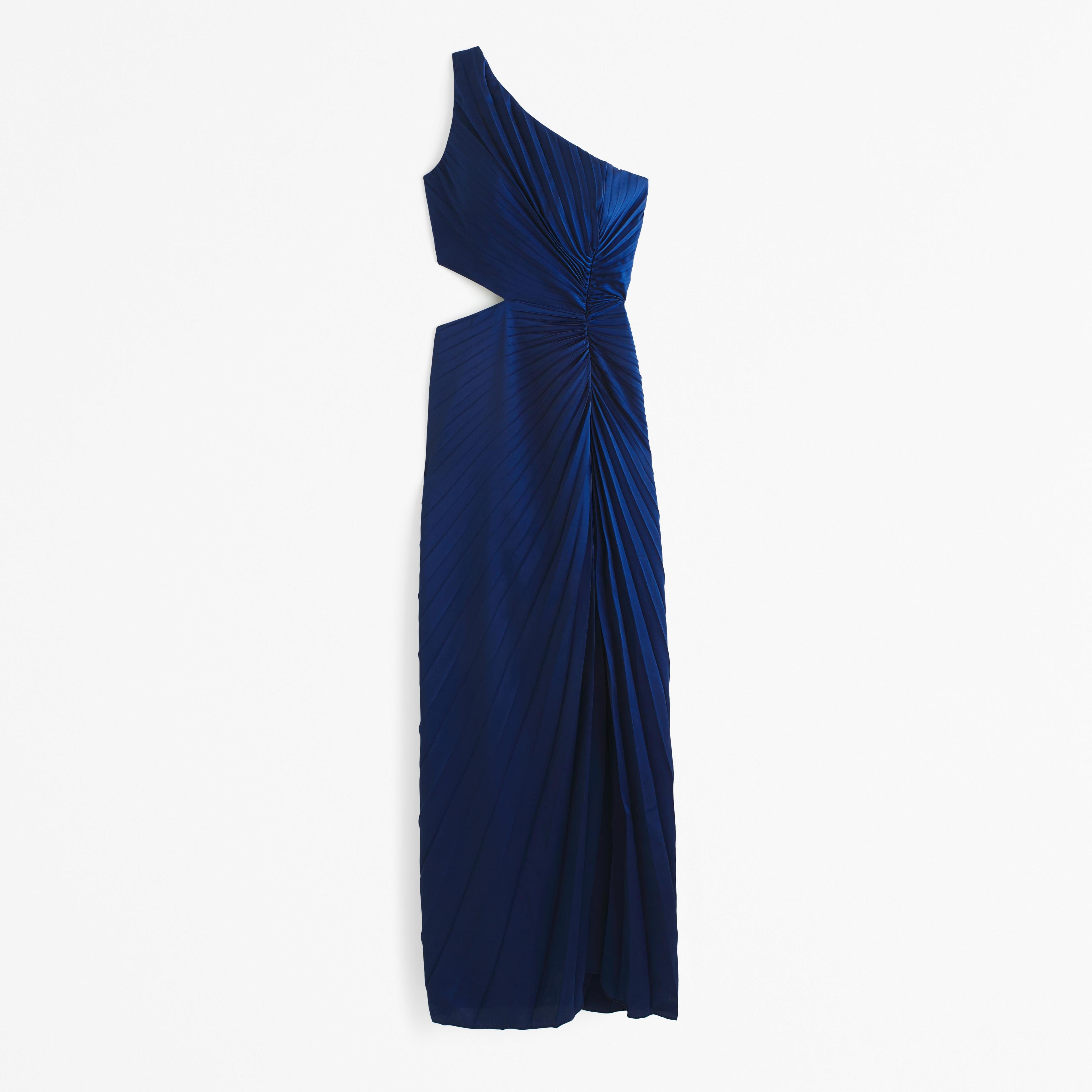 The A&F Giselle Pleated One-Shoulder Cutout Maxi Dress Product Image