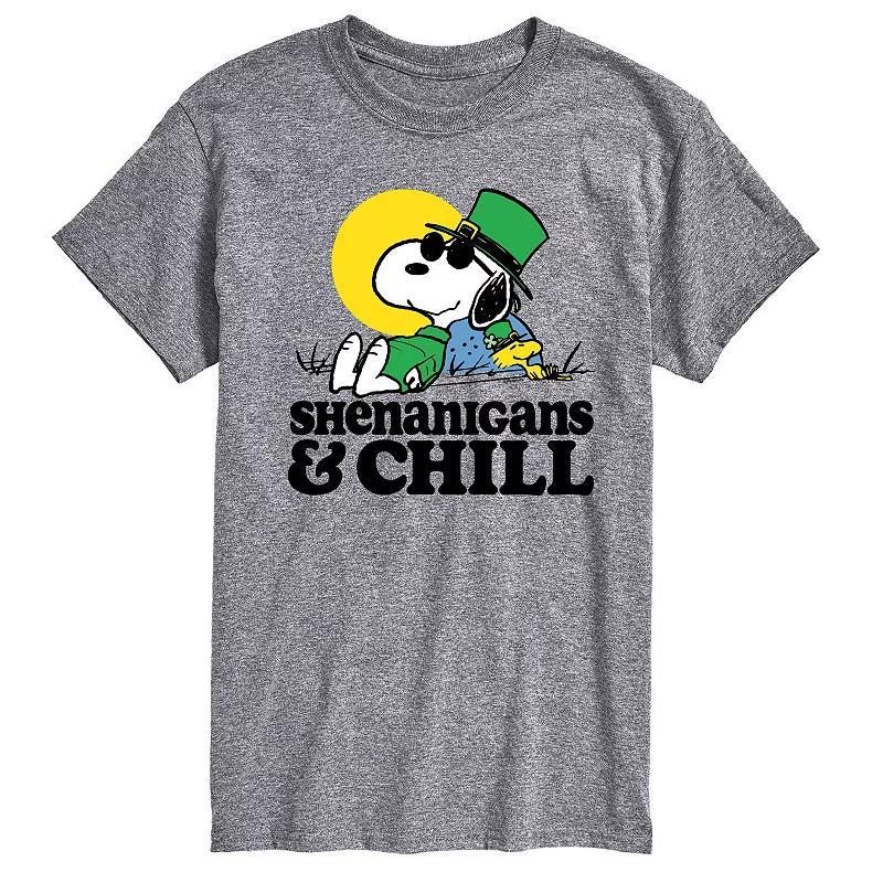 Mens Peanuts Shenanigans Chill Graphic Tee Grey Gray Product Image