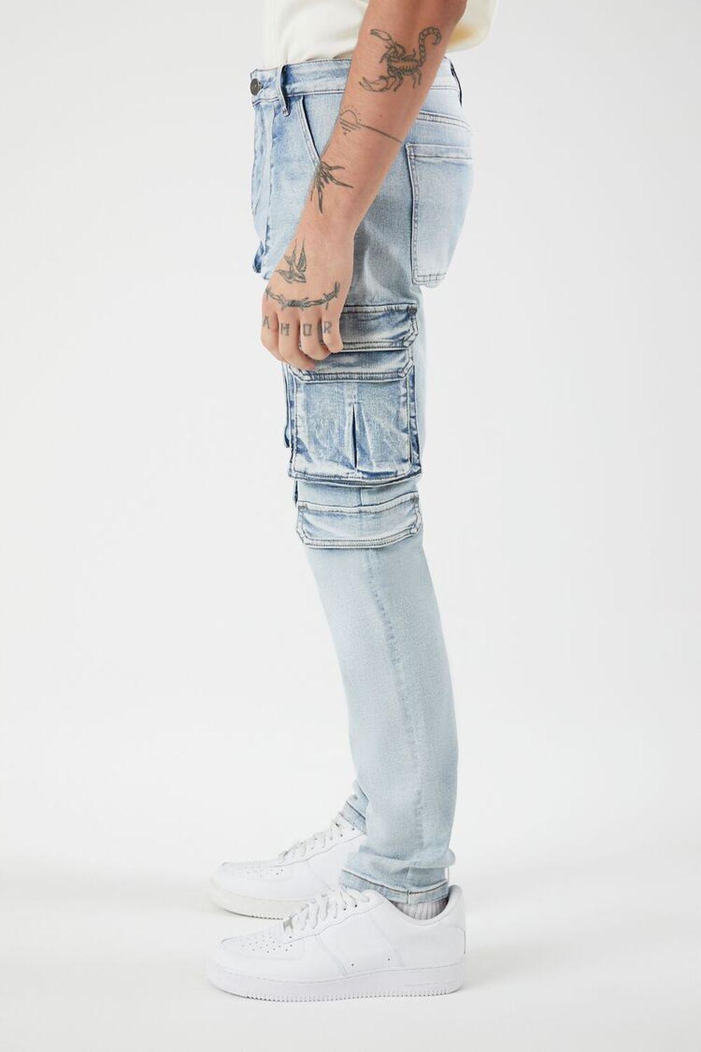 Mid-Rise Slim-Fit Cargo Jeans | Forever 21 Product Image