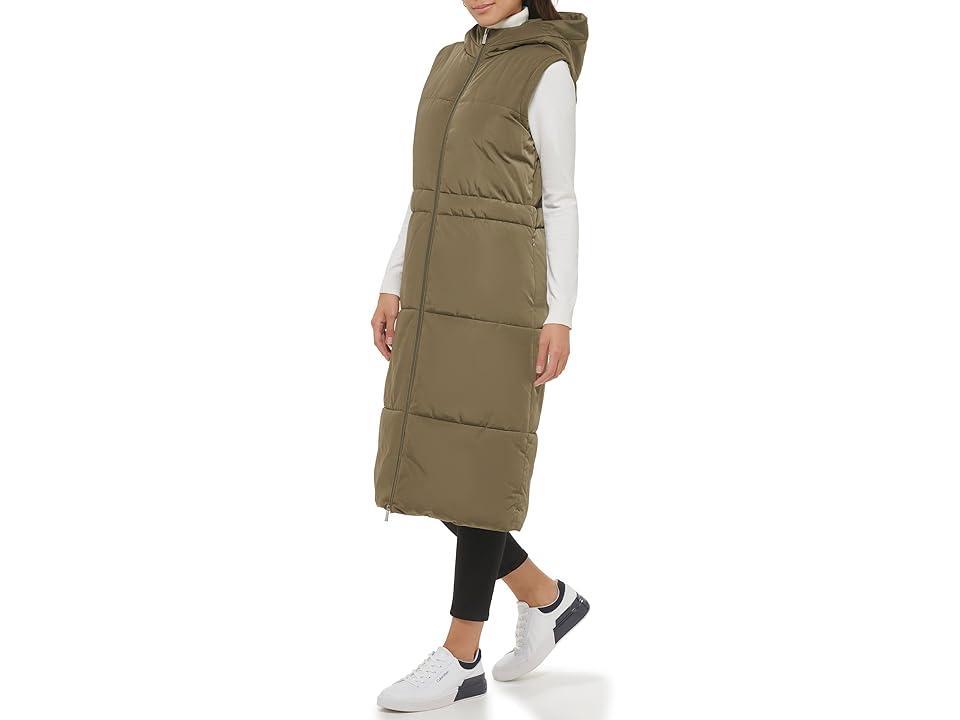 Calvin Klein Long Vest with Cinch Waist (Caper) Women's Clothing Product Image