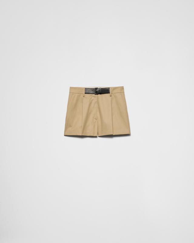 Twill shorts with leather belt Product Image