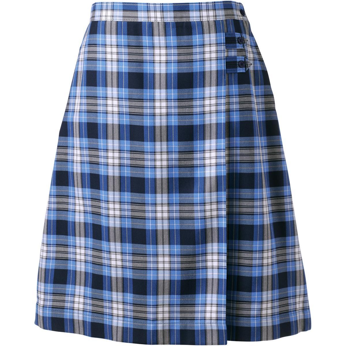 Womens Lands End Plaid Below the Knee A-line Skirt White Product Image