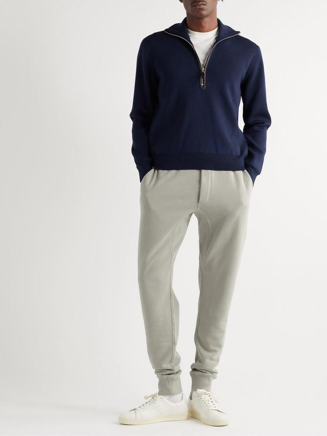 TOM FORD Tapered Garment-dyed Cotton-jersey Sweatpants In Neutrals Product Image