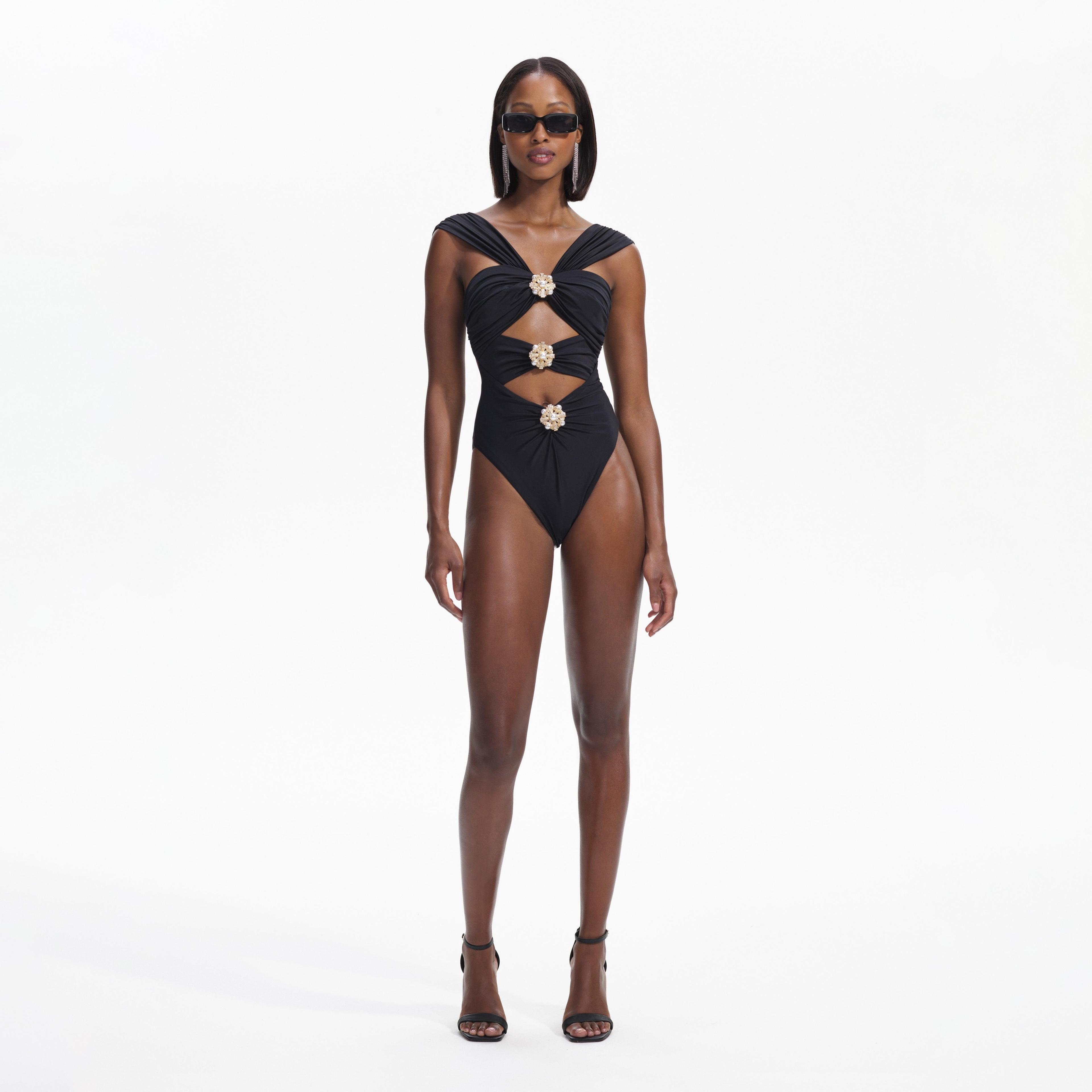 Black Cut-Out Swimsuit Product Image