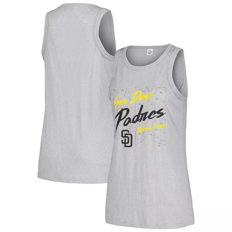 Womens Soft as a Grape Gray San Diego Padres Gauze High Neck Tank Top Product Image