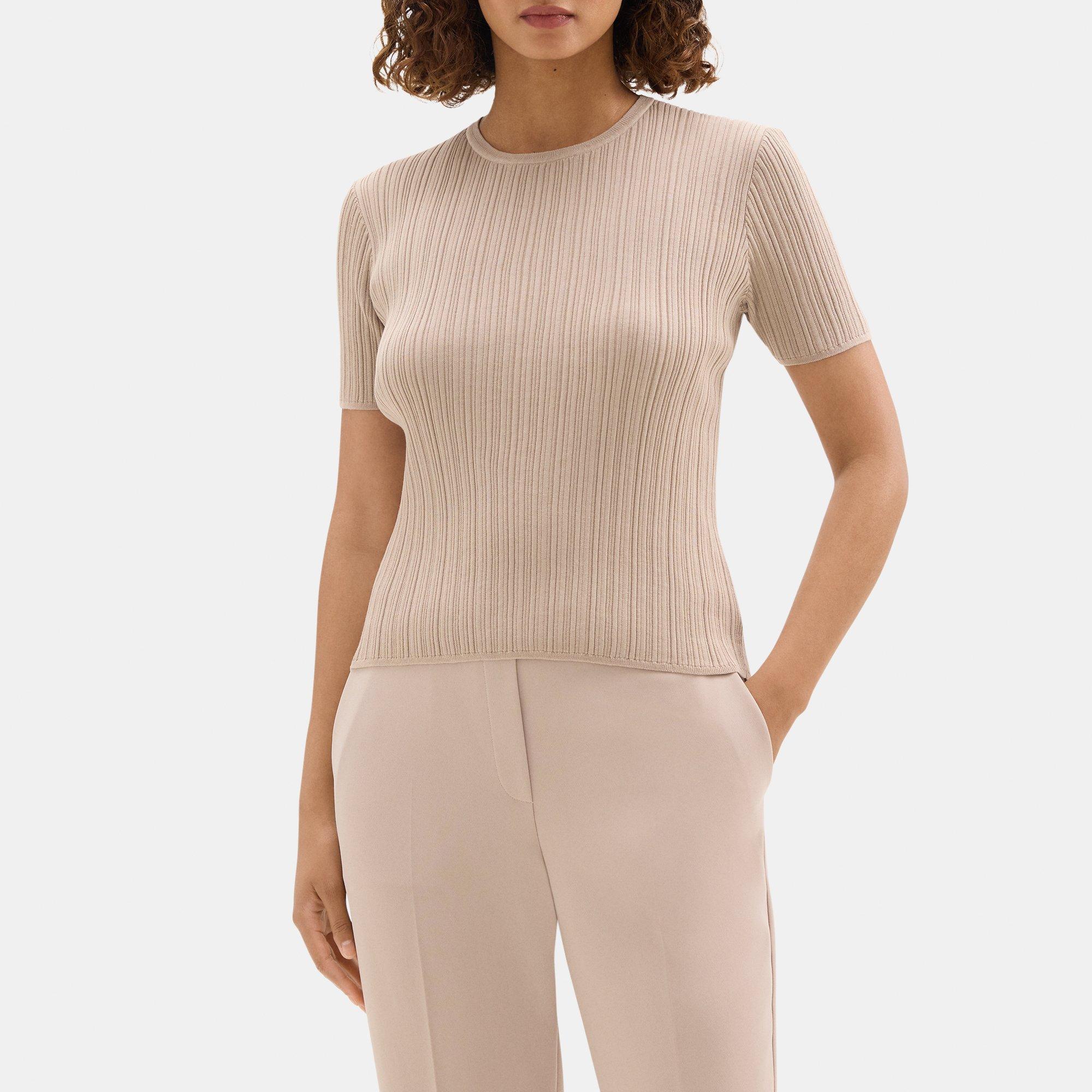 Silk-Cotton Short-Sleeve Sweater | Theory Outlet Product Image