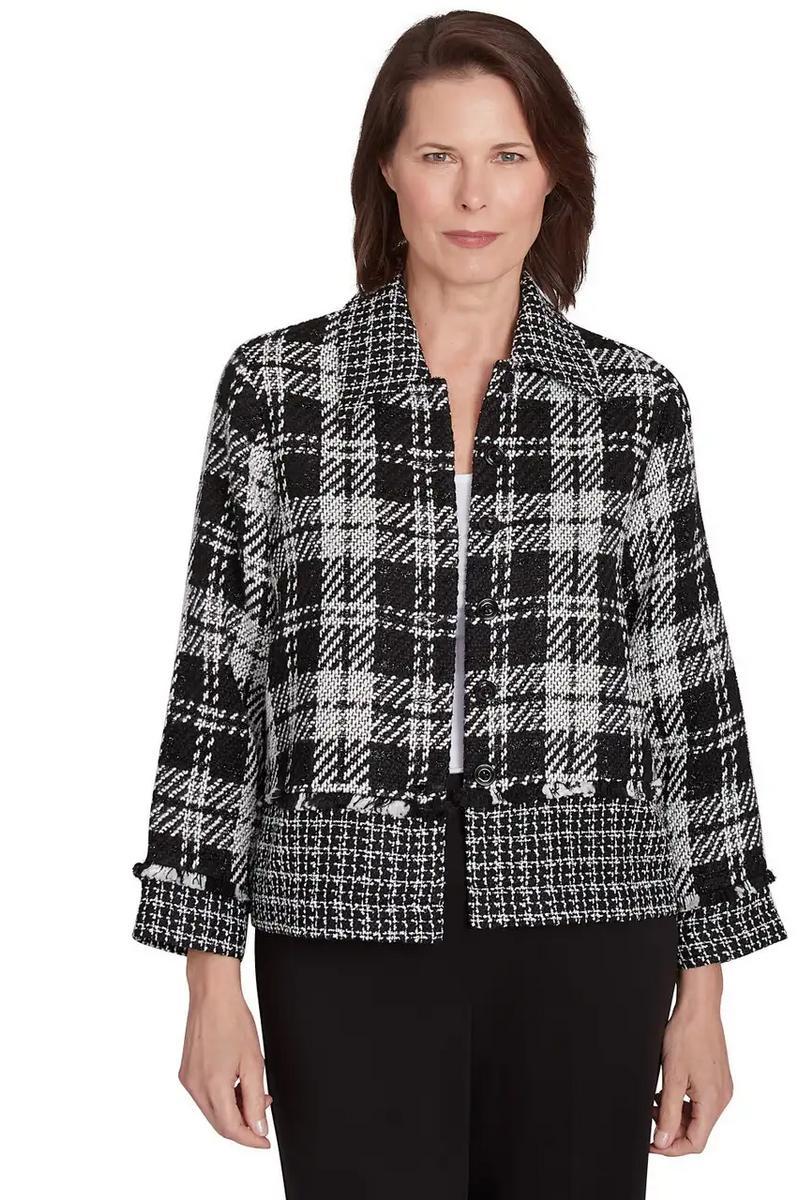 Spliced Plaid Boucle Jacket Product Image