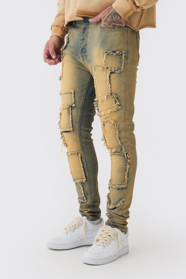 Tall Tinted Frayed Skinny Jeans | boohooMAN USA Product Image