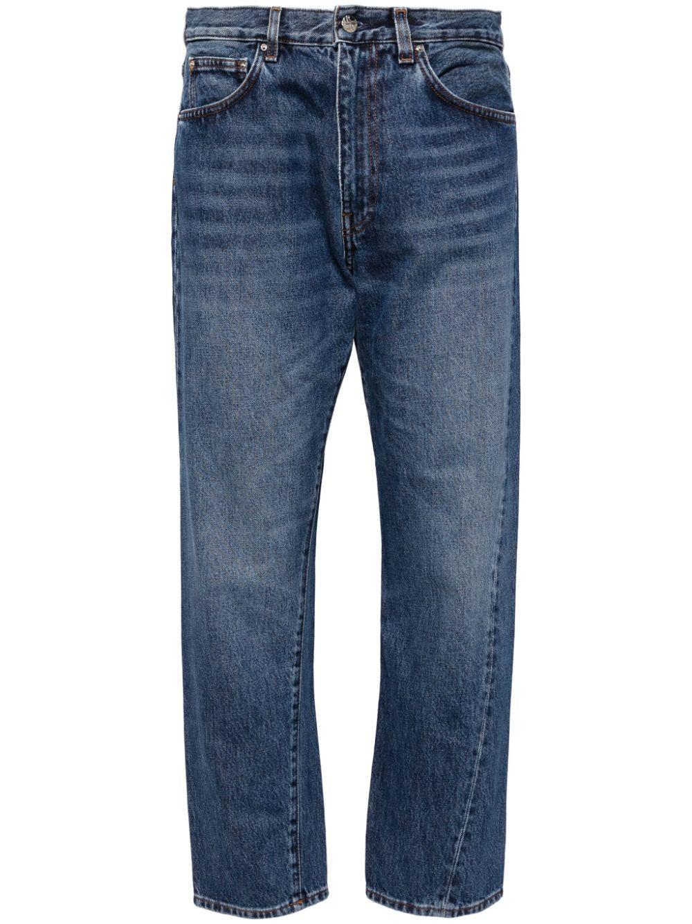 Twisted Seam High-rise Straight-leg Organic-denim Jeans In Washed Blue Product Image