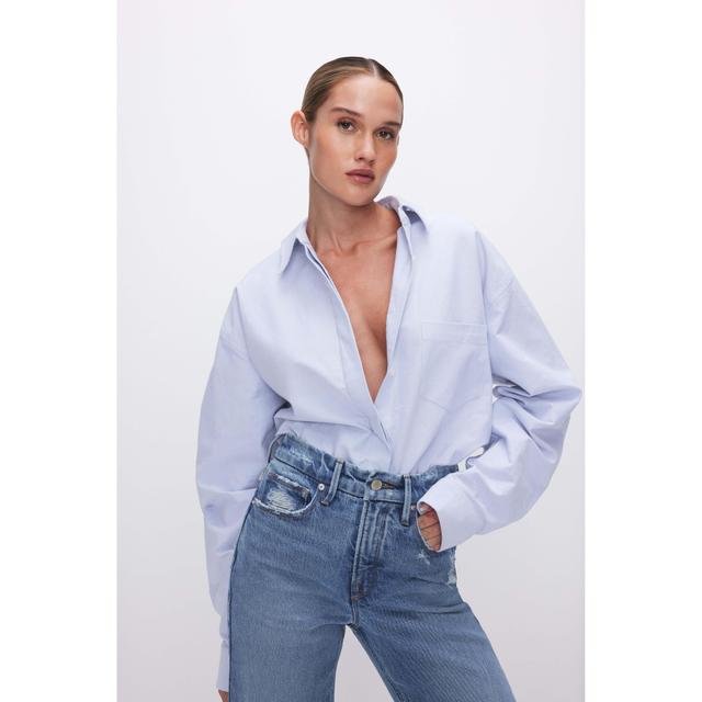 Womens Poplin Shirt | Good Blue, Size 3XL | Good American by Khlo Kardashian Product Image