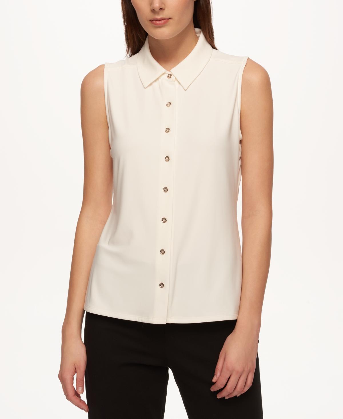 Tommy Hilfiger Womens Sleeveless Button Down Shirt - Midnight Product Image