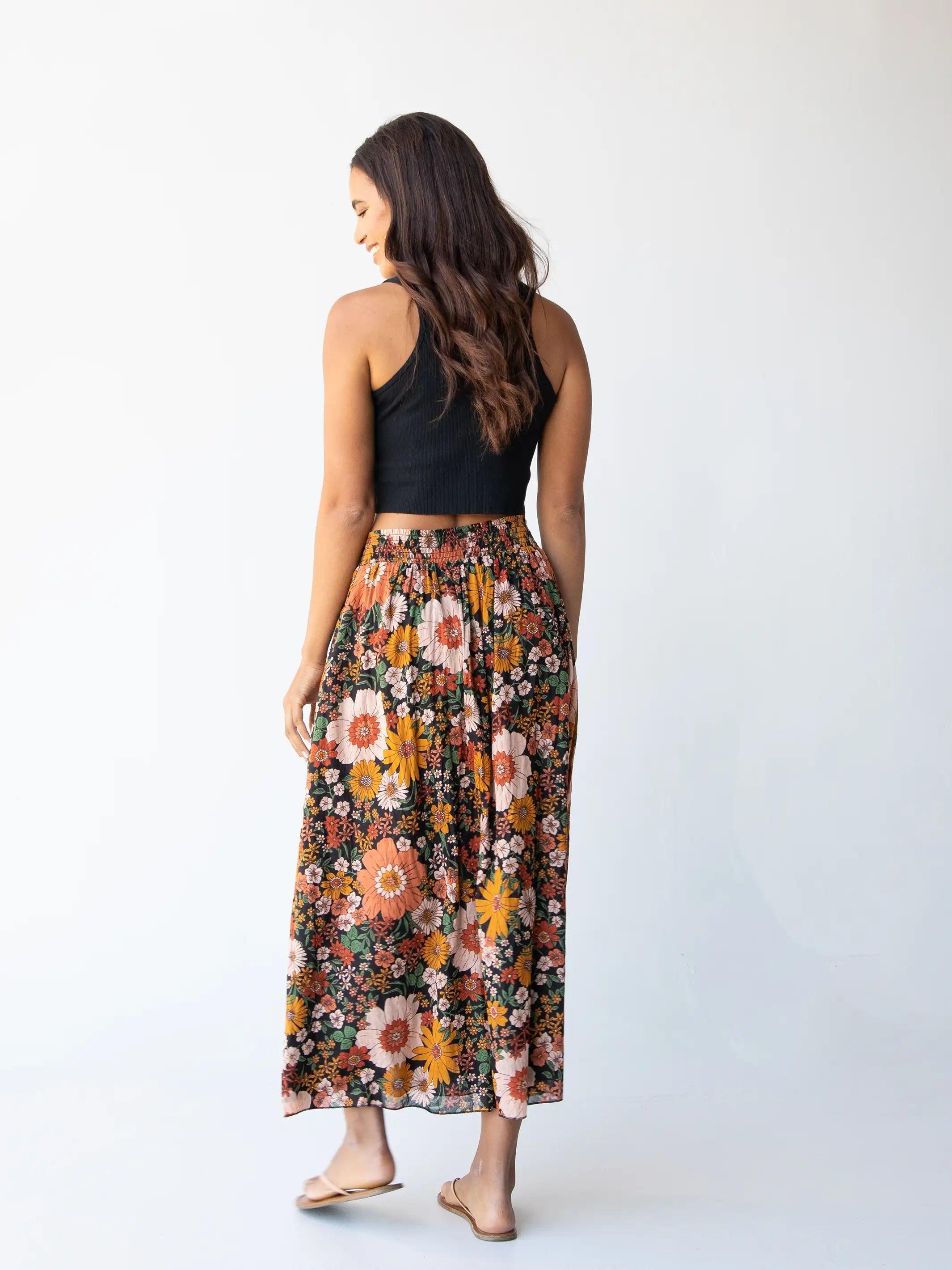 Maylin Midi Skirt - Orange Floral Product Image