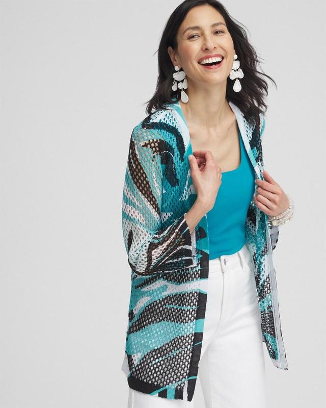 Women's Palms Printed Mesh Cardigan Sweater Product Image