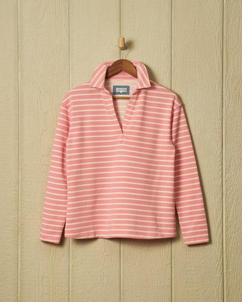 Inlet Pullover in Pink/Cream Loopback Terry Product Image