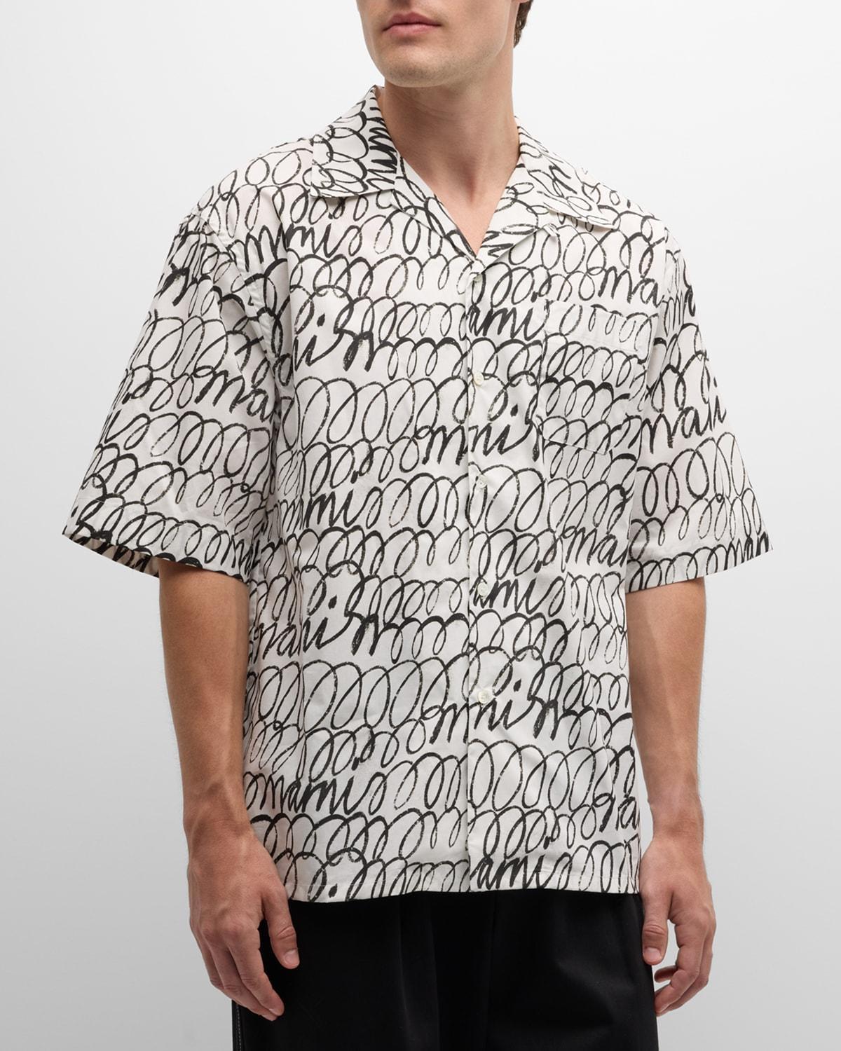 Mens Scribbled Poplin Camp Shirt Product Image