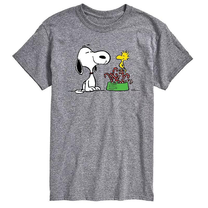 Mens Peanuts Snoopy & Woodstock Candy Canes Graphic Tee Product Image