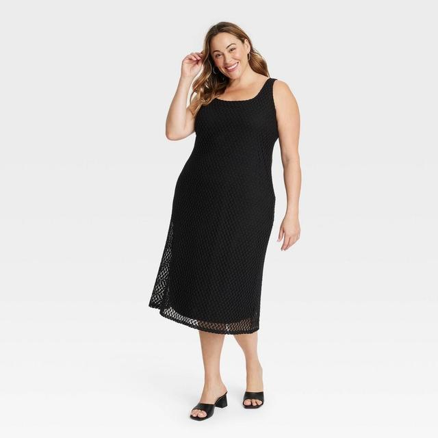 Womens Crochet Tank Midi Dress - Ava & Viv Black 3X Product Image