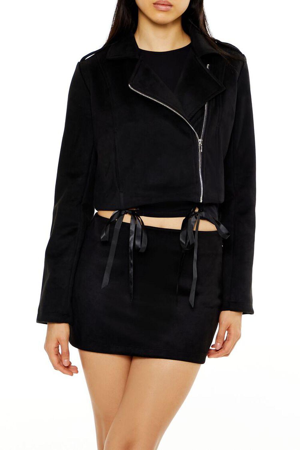 Cropped Faux Suede Moto Jacket | Forever 21 Product Image