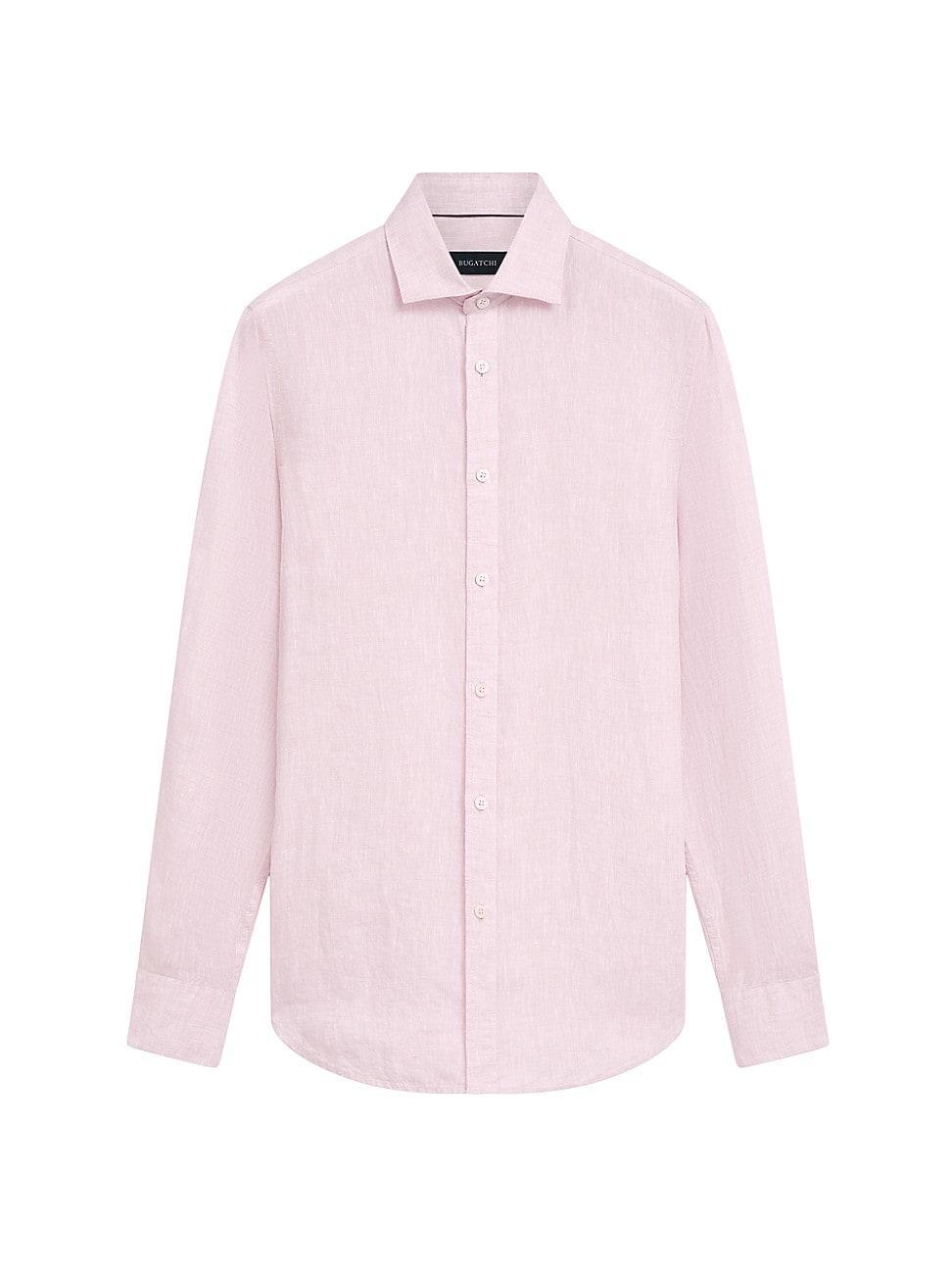 Mens Linen Long-Sleeve Button-Up Shirt Product Image