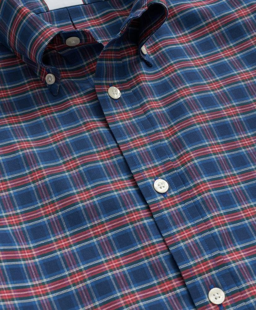 Stretch Cotton Non-Iron Oxford Polo Button Down Collar, Tartan Shirt Product Image