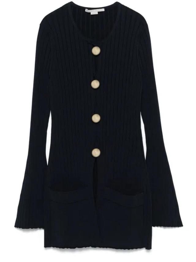 Gerippter Cardigan In Blau Product Image