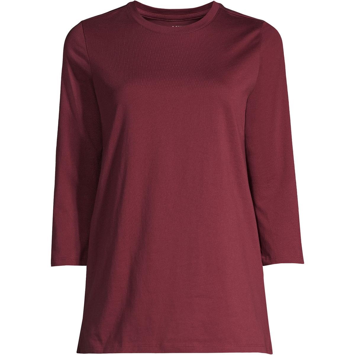 Petite Lands End 3/4-Sleeve Supima Cotton Crewneck Tunic, Womens Product Image