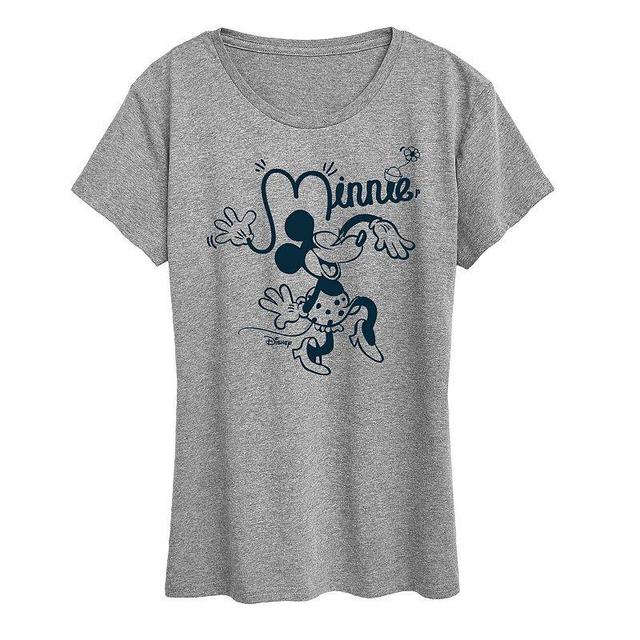 Disneys Minnie Mouse Fun Graphic Tee, Womens Grey Gray Product Image