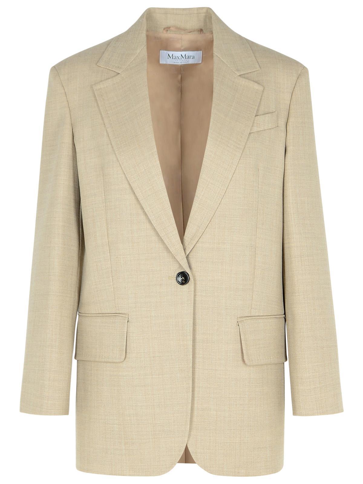 MAX MARA Rosi Beige Virgin Wool Blazer In Cream Product Image