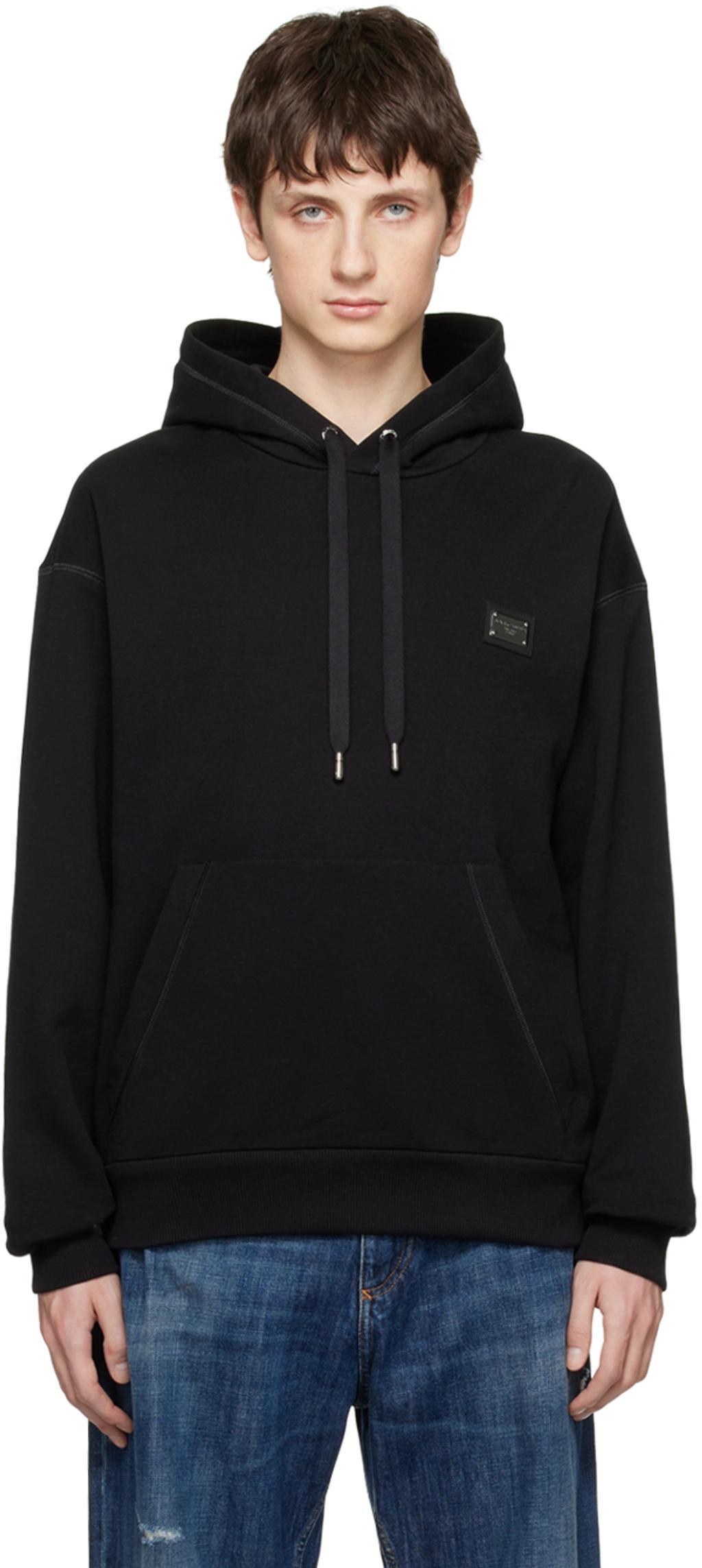 Logo Plaque Drawstring Hoodie In Black Product Image