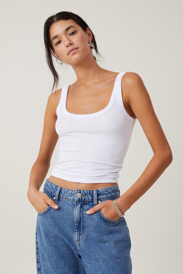 Cotton On Women - Staple Rib Double Scoop Tank - White Product Image